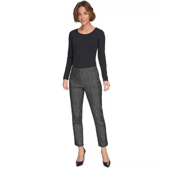 DKNY Women Black/Silver Animal Printed Low Rise Skinny Ankle Pants Size US 14 - Picture 3 of 5